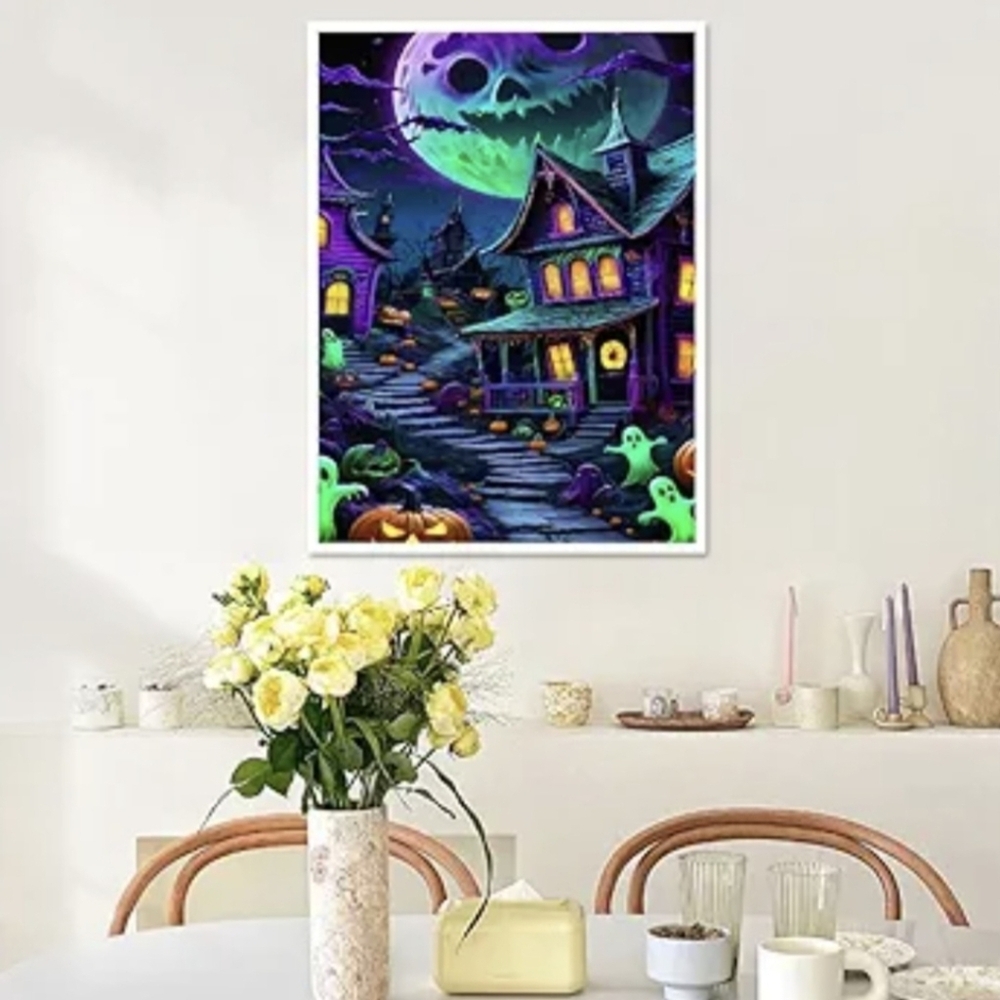 Halloween Creepy Moon Haunted House 5D Diamond Painting Kit New - Picture 2 of 7